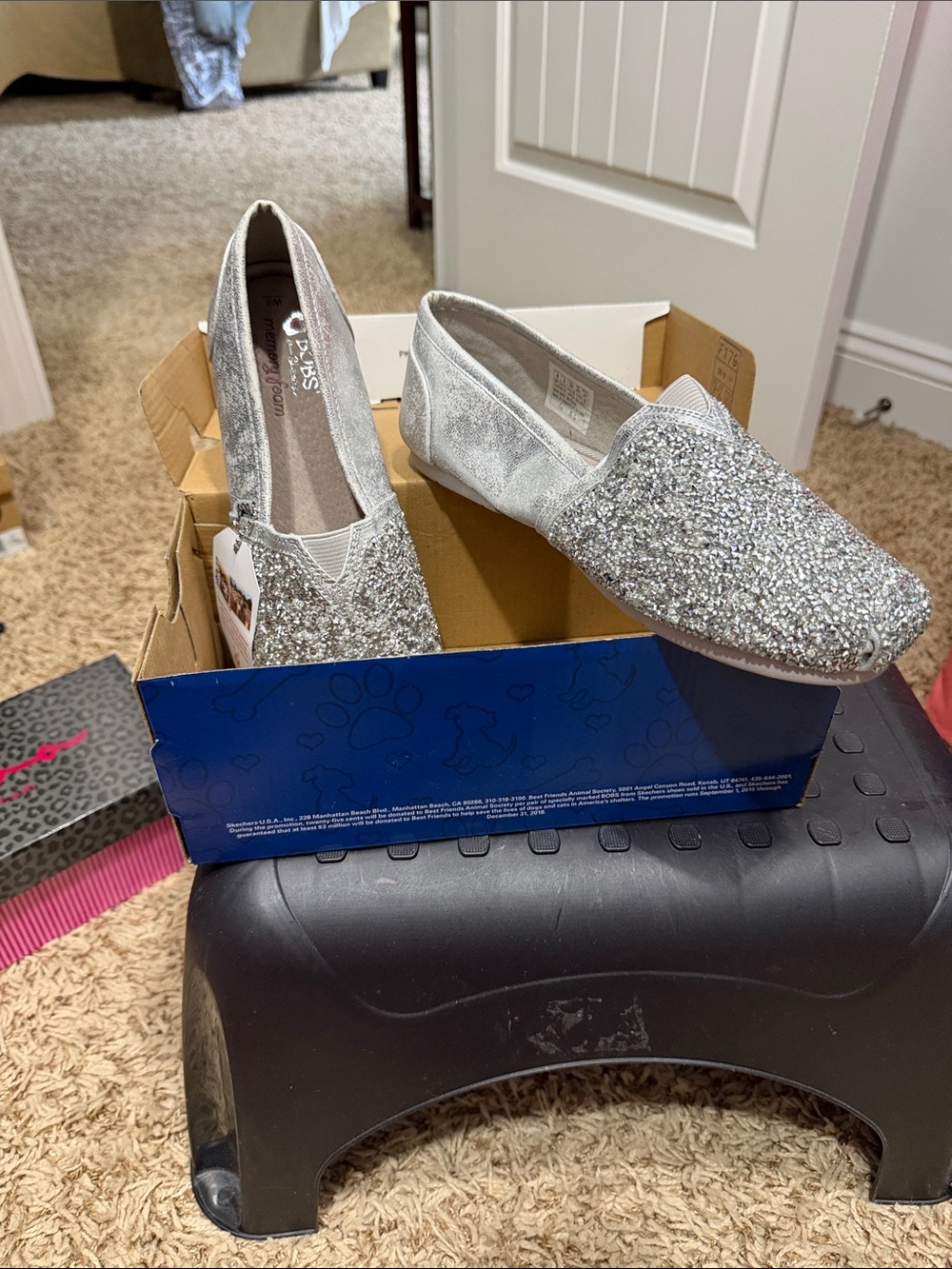 Skechers Silver Glitter Slip-On Loafers